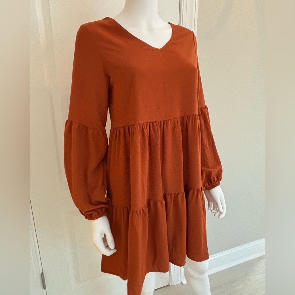 Rust orange Tiered Dress